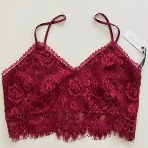 NWT Lovers + Friends lace wine bralette Revolve.